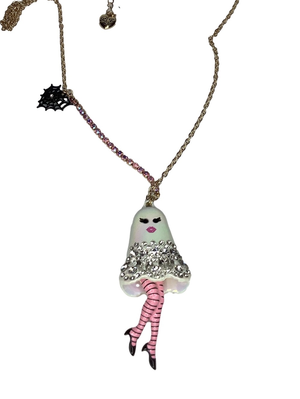 Betsey Johnson Girly Ghost Halloween Pendant Necklace New - Picture 3 of 7